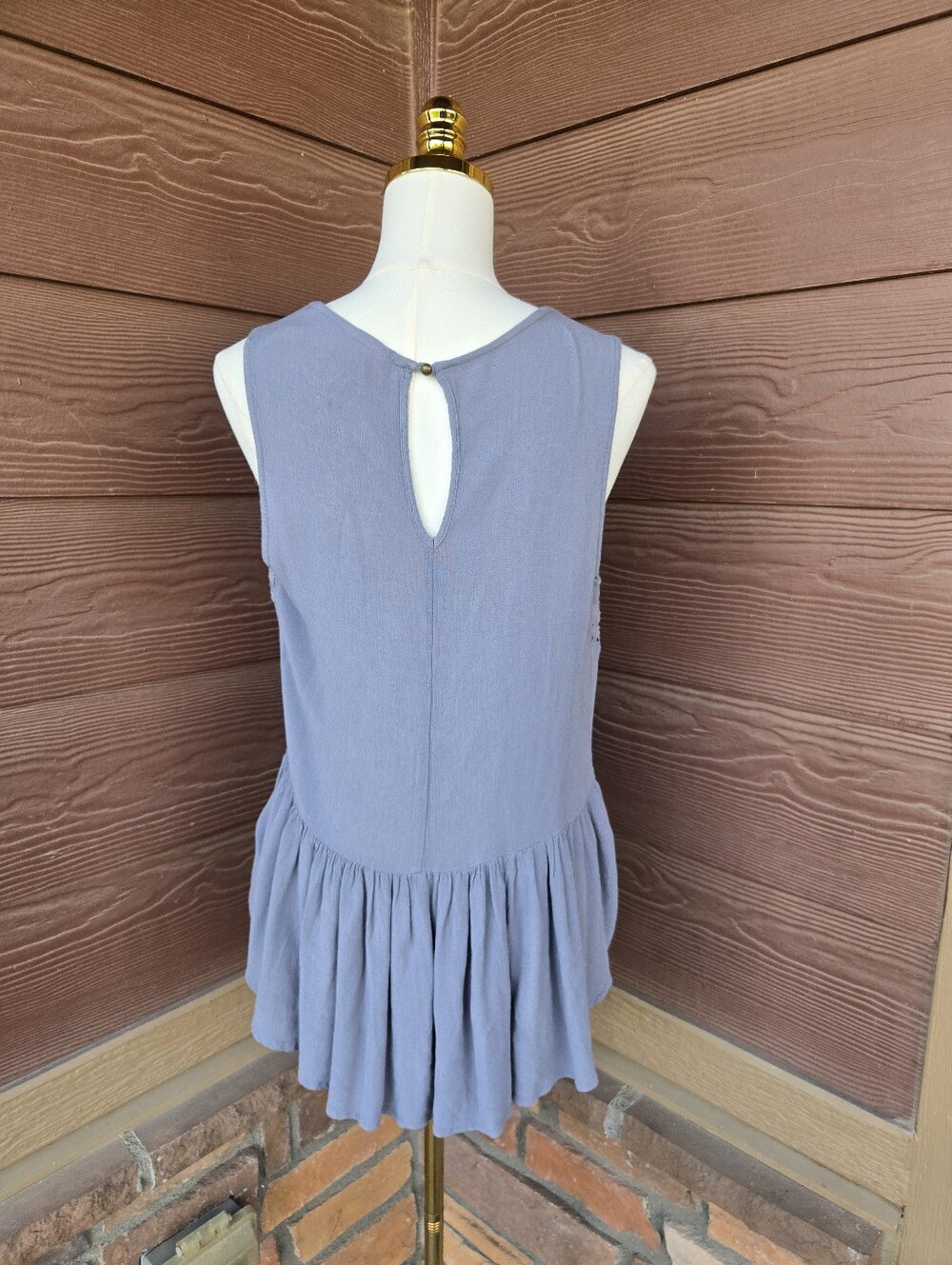 Knox Rose Sleeveless Lace Trim Peplum Top Women’s Medium Slate Blue - Picture 6 of 16